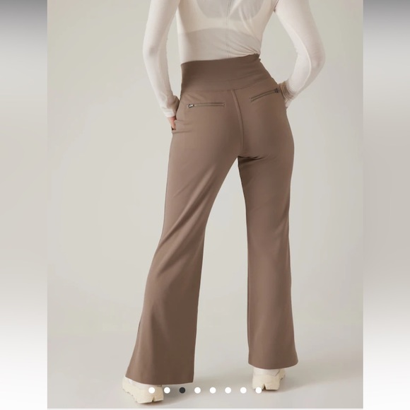Athleta Venice Flare Pant Pyrite Tan Taupe Slit Ankle Size XL - Picture 3 of 12